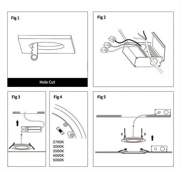 Recessed Fire Resistant Downlights , COB 5CCT CRI 90 10w LED Downlights